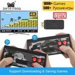 DATA FROG – Mini manette de jeu vidéo rétro TV 4K HD avec 1800 jeux intégrés pour 2 joueurs