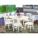 East West Furniture Dining Table Set- an Oval Dining Room Table and Wood Seat Chairs, Linen White (Pieces Options)