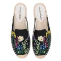 Espadrilles en tissu de coton et caoutchouc Mules d'été à fleurs pour l'intérieur pantoufles