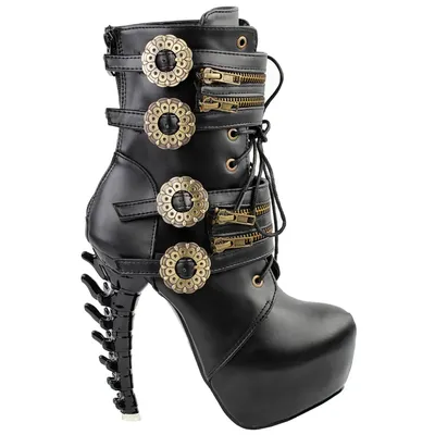 Bottes de rinçage à glissière pour femmes chaussures à plateforme à talons hauts Sophia noir