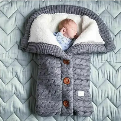 Sacs de couchage chauds d'hiver pour bébé couverture pour tout-petits tricot à boutons pour bébé