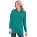 Plus Size Women's Long-Sleeve Polo Shirt by Woman Within in Waterfall (Size 5X)