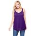 Plus Size Women's Lace-Trim V-Neck Tank by Woman Within in Radiant Purple (Size 30/32) Top