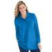 Plus Size Women's Long-Sleeve Polo Shirt by Woman Within in Bright Cobalt (Size 1X)