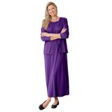 Plus Size Women's Lettuce Trim Knit Jacket Dress by Woman Within in Radiant Purple (Size 18/20)