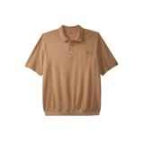 Men's Big & Tall Banded Bottom Pocket Shrink-Less™ Piqué Polo Shirt by KingSize in Heather Camel (Size 9XL)