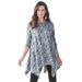 Plus Size Women's Handkerchief Hem Ultimate Tunic by Roaman's in Gray Snake Print (Size 1X) Long Shirt