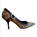 Gucci Shoes | Gucci Vintage Monogram Logo Leather Stiletto Heels | Color: Brown/Tan | Size: 8