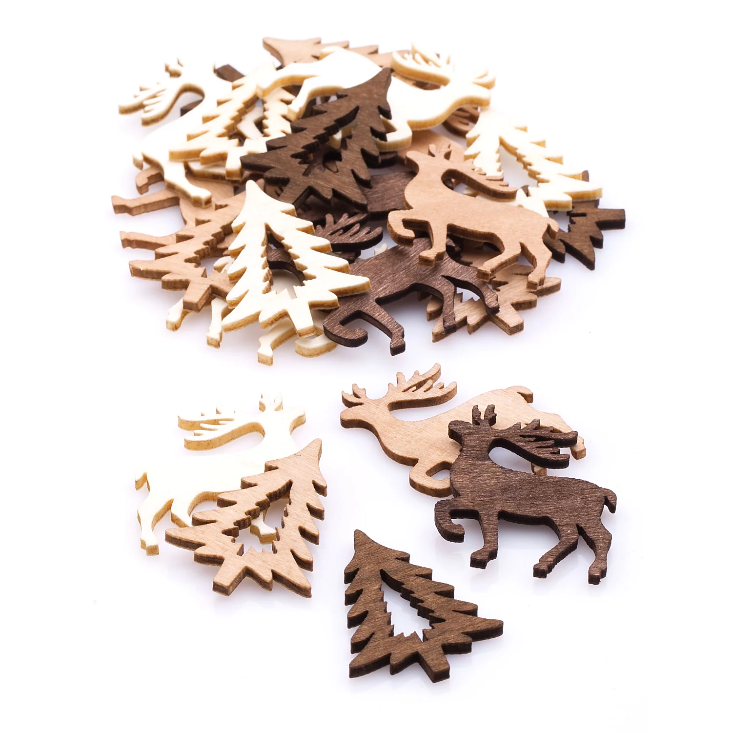 Pièces à disperser "rennes et sapins", 4 cm, 24 pièces