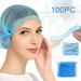 LNKOO 100PCS Disposable Protective Caps 21 Inch Hair Net for Salon Spa Shower Hair Protection Catering Nonwoven Suitable for Laboratory Cooking Food Service Hygiene(Blue)