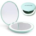 wobsion LED Lighted Travel Makeup Mirror 1x/10x Magnification Compact Mirror Portable for Handbag Purse Pocket 3.5 inch Illuminated Folding Mirror Handheld 2-Sided Mirror Round Cya
