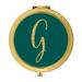 Koyal Wholesale Gold Compact Mirror Bridesmaid s Wedding Gift Peacock Blue Jewel Tone Monogram Letter G 1-Pack