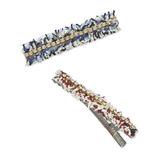 Wild Primrose by Scunci Jeweled Salon Clip Barrettes for Secure Hold of All Hair Types with Rhinestones and Red/White or Blue/White Fringe 2ct