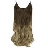 LELINTA Invisible Wire Hair Extension Curly Long Synthetic Hairpiece 18-20 Inch Hidden Wire Headband for Women Heat Resistant Fiber No Clip No Glue Hairpieces