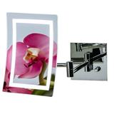 OVENTE 7 Lighted Wall Mount Makeup Mirror 7X Magnifier Square White LED Polished Chrome MSWA6387CH7X
