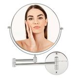 Ovente 9 Wall Mount Round Makeup Mirror 1X & 7X Magnifier Polished Chrome MNLFW90CH1X7X