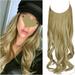 LELINTA Hair Extensions with Invisible Transparent Wire Adjustable No Clips in Curly Wavy Invisible Hidden Hairpiece for Women 18/20 Inch - Cool Light Blonde