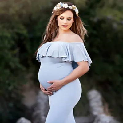 Robe de maternité longue en coton grande taille accessoires de photographie robe élégante