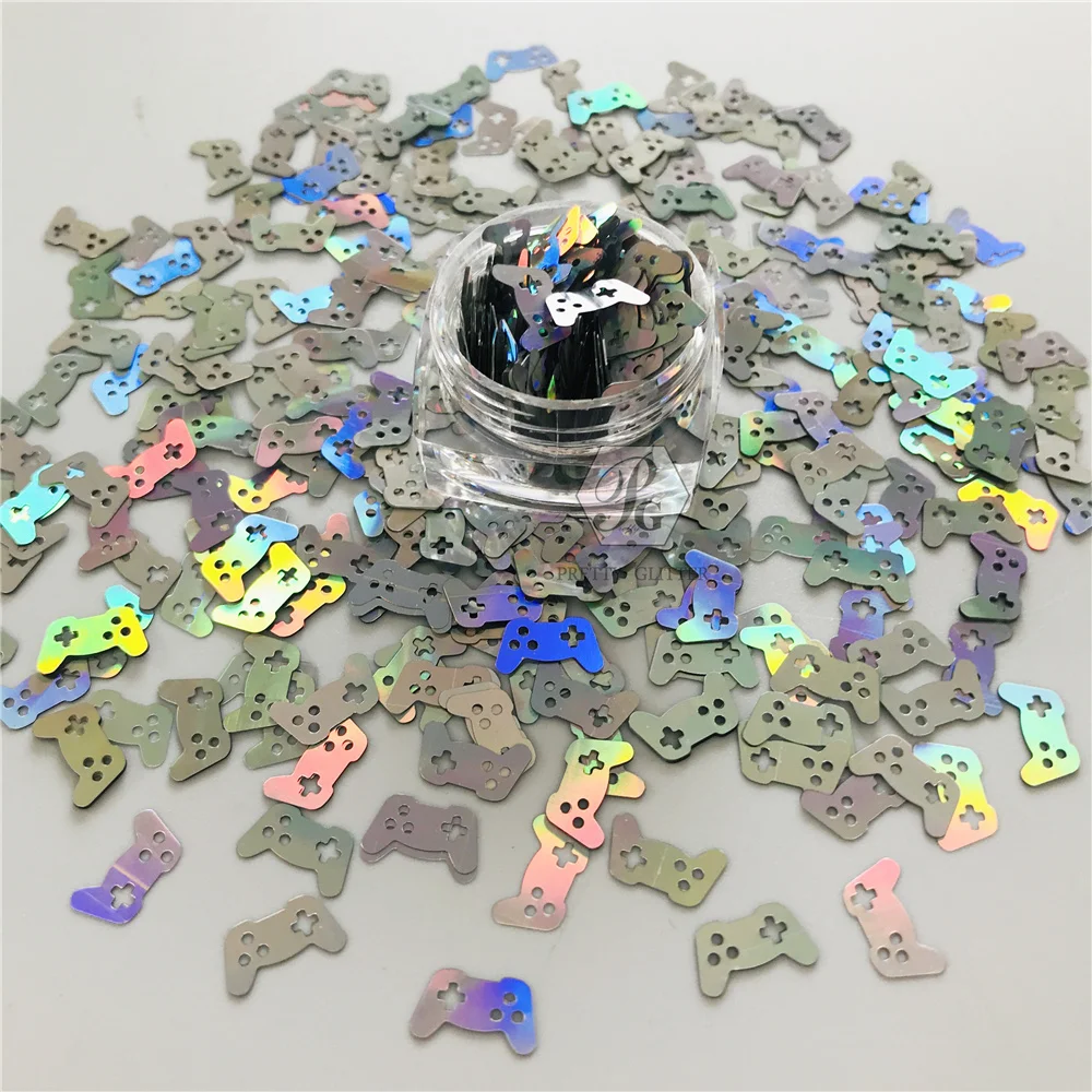PrettyG-Paillettes holographiques en forme de manette de jeu, paillettes pour résine, bricolage, art exécutif, artisanat, maquillage des ongles, accessoires de décoration, 1 boîte