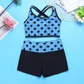 Maillot de bain pour enfants tankini d'été haut précieux avec bas bikini rose à pois short en Y