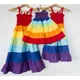 Robe arc-en-ciel en coton pour mère et fille tenue de plage assortie pour famille