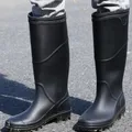 Bottes de pluie mi-mollet en caoutchouc PVC pour hommes chaussures de travail imperméables talons