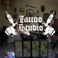 Autocollants muraux pour Studio de tatouage avec Logo machine à tatouer fenêtre en vinyle Art