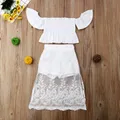 Ensemble de vêtements de princesse en dentelle florale blanche pour bébé fille jupe longue en Y
