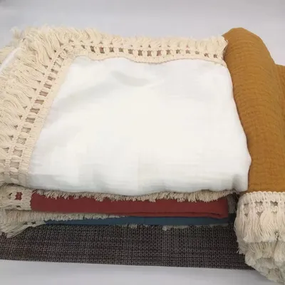 Couvertures en mousseline à pampilles pour bébé couche-culotte pour nouveau-né serviette de bébé