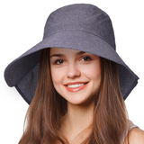 Tirrinia Womens Wide Brim Sun Hat w/ Neck Flap Lightweight Beach Gardening Cap