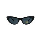 Womens Futuristic Retro Narrow Goth Cat Eye Plastic Sunglasses Black