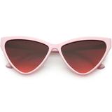 Oversize Vintage Cat Eye Sunglasses Color Tinted Lens 59mm (Pink / Smoke Red)