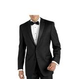 Carlo Lusso C67901 Men's 2 Button Satin Notch Lapel Black Tuxedo Suit - Black - 34S