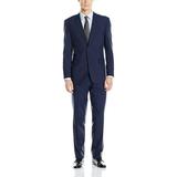 Adam Baker by BERTOLINI Men's B66050/6 Modern Fit 2-Piece Single Breasted Wool/Silk Blend Suit - Blue - 46L