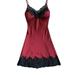 Ladies Sexy Silk Satin Strap Lace Night Dress Sleeveless Nightgown