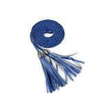 Allegra K Women's Tassels Beaded Braided Skinny Woven PU Waist Belts