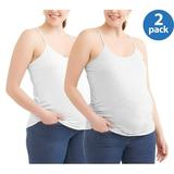 Oh! Mamma Maternity Camisole Tee with Flattering Side Ruching, 2-pack - Available in Plus Sizes