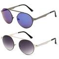 2 Pack Modern Design Round Vintage Metal Frame Flash Mirror Lens Fashion Sunglasses for Women