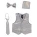 Lito Boys Multi Colors Satin Vest Zipper Tie Hanky Bowtie Clothing Set