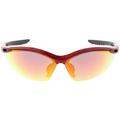 TR-90 Semi Rimless Sports Wrap Sunglasses Ribbed Arms Mirrored Lens 74mm (Red / Red Mirror)