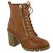 Womens Chunky Heel Platform Lug Sole Lace Up Ankle Combat Bootie