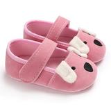 Baby Girls Shoes Faux Suede Shoes Soft Sole Non-Slip Prewalker Princess Shoes Cute Dog Moccasin Pink 11cm