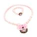 Frozen Elsa Baby Light Pink Pearl Bead Necklace Bracelet Charm Set, FBN-002