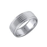 14K White Gold Textured Metal Solid Men's Ring