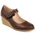 Brinley Co. Womens Comfort-sole Mary Jane Faux Leather Wedges