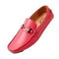 Amali Mens Perforated Casual Driving Moccasins Slip On Shoes with Metal Buckle Trina Pink Size 15