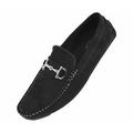 Amali Mens Plush Microfiber Faux Suede Slip On Loafer Driving Shoe with Buckle