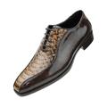 Bolano Men's Exotic Smooth Faux Snake Print Comfortable Lace Up Oxford Dress Shoe, Style Franz