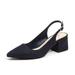 Mid Block Heel Dressy Glitter Sling Back Shoes, Navy - Size 35