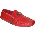 KRAZY SHOE ARTISTS Red Loafer with Green-Red Colors Stripe Ornament Mens Slip On